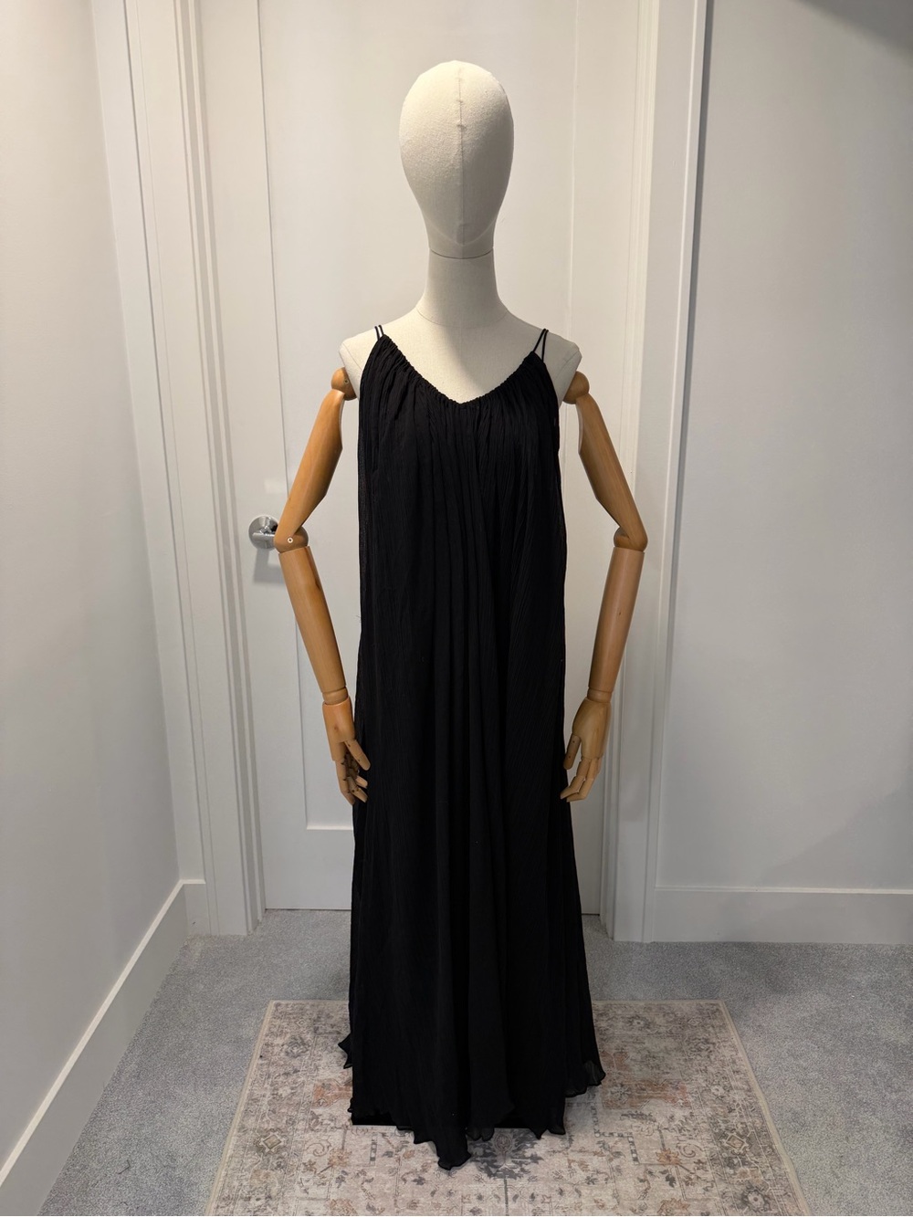 Black Spaghetti-Strap Gauze Maxi Dress